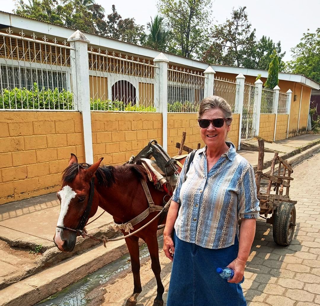 Crystal Hersman with Horse Cart Tonala Nicaragua April 2023