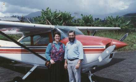 David and Crystal Hersman with Cessna 182, Goroka, 1997